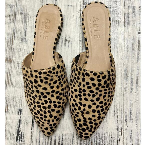 Able Local and Global Marlene Feminine Mule Flat Size 6.5M Leopard Animal Print - Picture 4 of 10